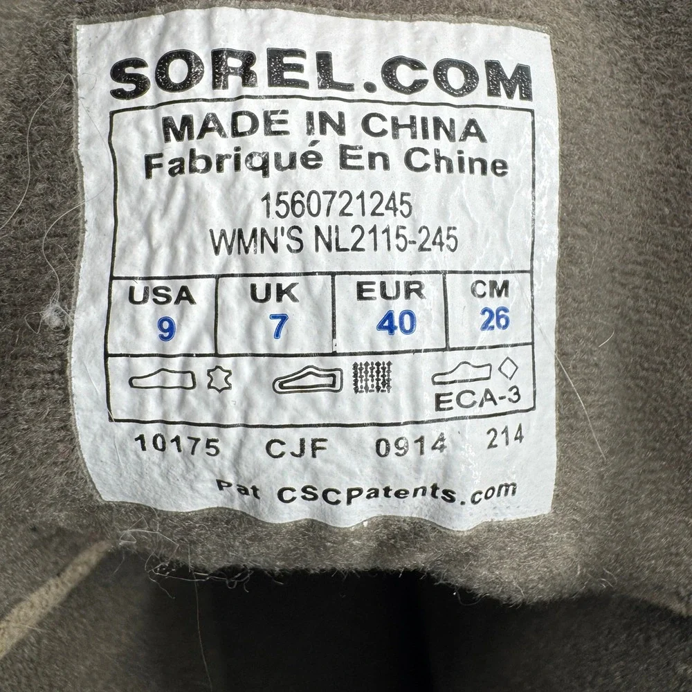 Sorel Lea Wedge Booties Womens 9 Olive Brown Suede Waterproof Lace Up NL2115-245